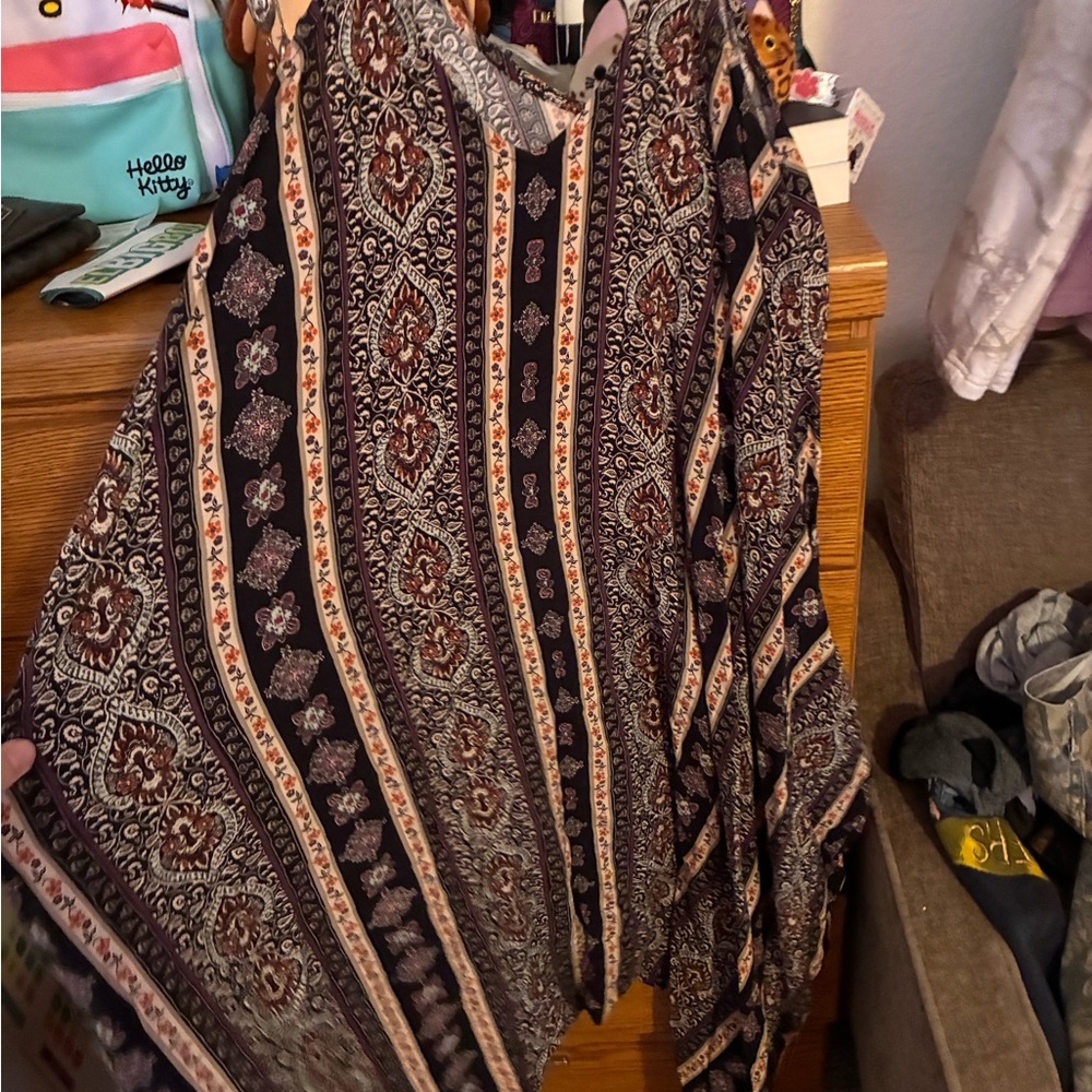 Xhilaration Black and Brown Paisley Jumpsuit